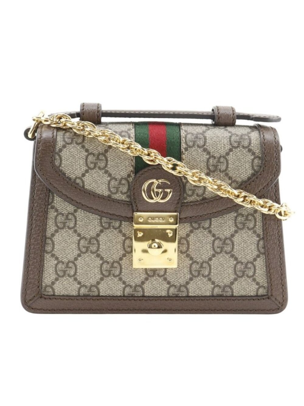 Gucci Ophidia Sherry Line Mini Chain Shoulder GG Supreme Canvas Brown Bag
